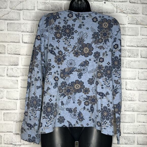 Croft & Barrow Long Sleeve Paisley Floral Shirt Size XL Boho Hippie - Picture 2 of 4